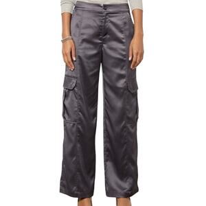 NWT Sanctuary Elite High Waist Satin Cargo Pants - Gunmetal Grey Size 25